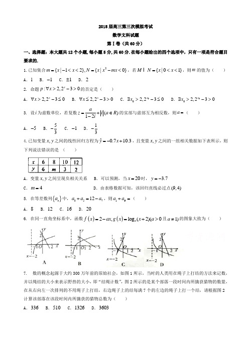 湖南省湘潭市2018届高考第三次模拟考试数学试题(文)有答案AlUwPl