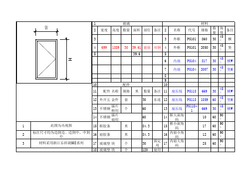 门窗下单料模版