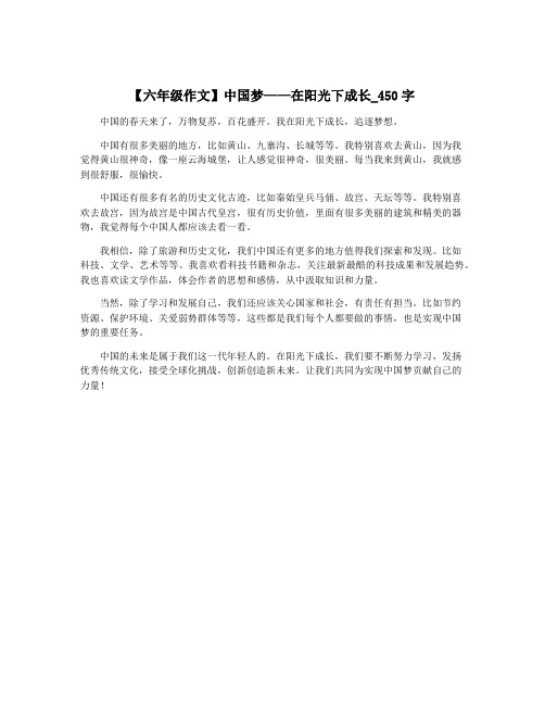 【六年级作文】中国梦——在阳光下成长_450字