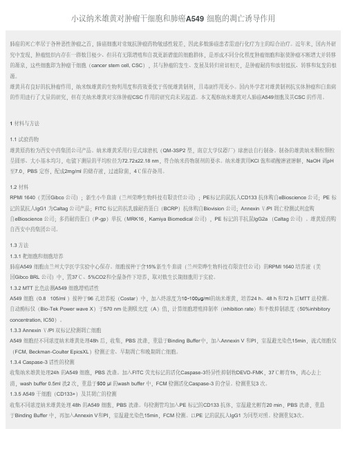 小议纳米雄黄对肿瘤干细胞和肺癌A549 细胞的凋亡诱导作用