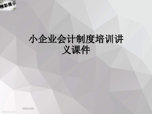 小企业会计制度培训讲义课件