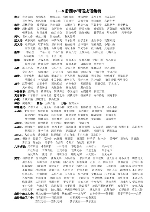 人教版1—8册四字词语成语集锦