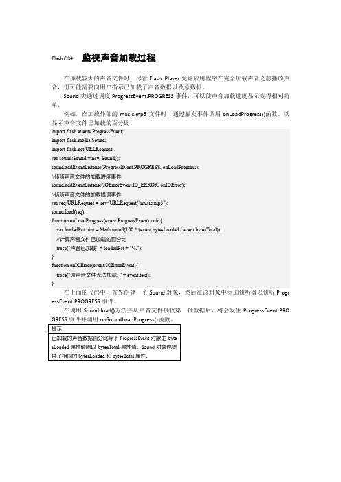 Flash CS4  监视声音加载过程