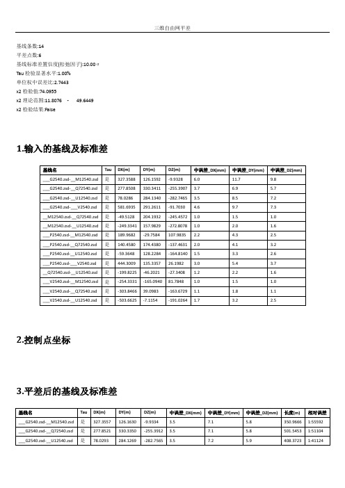 三维自由网平差。。