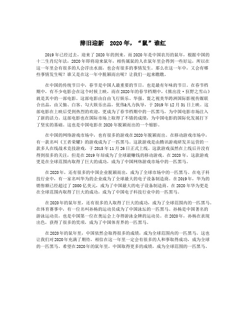 辞旧迎新 2020年,“鼠”谁红