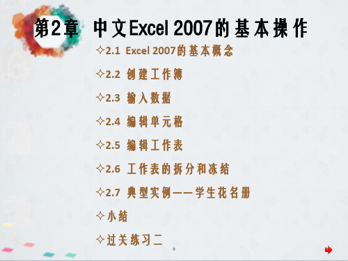 中文Excel2007电子表格制作实训教程电子教案第2章