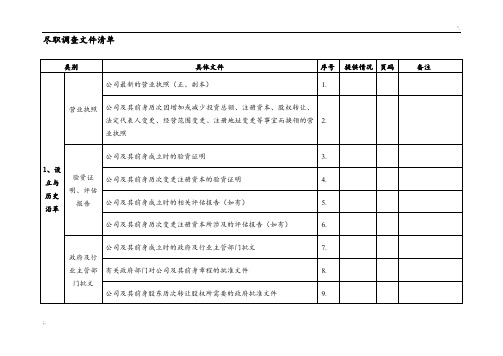 法务尽职调查文件清单