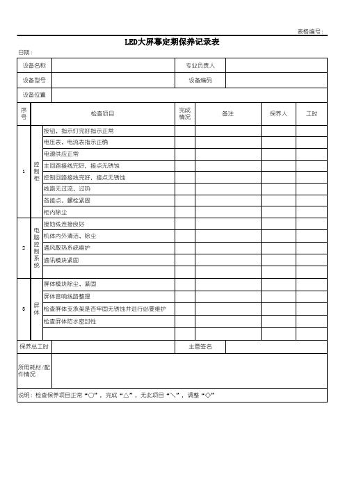 LED大屏幕定期保养记录表