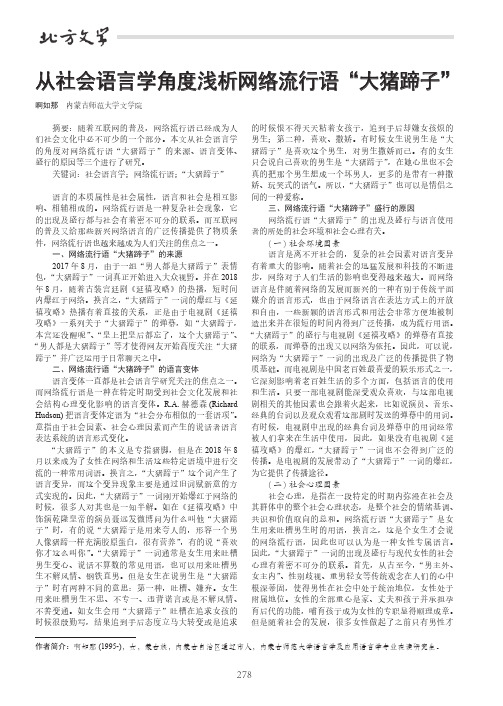 从社会语言学角度浅析网络流行语“大猪蹄子”