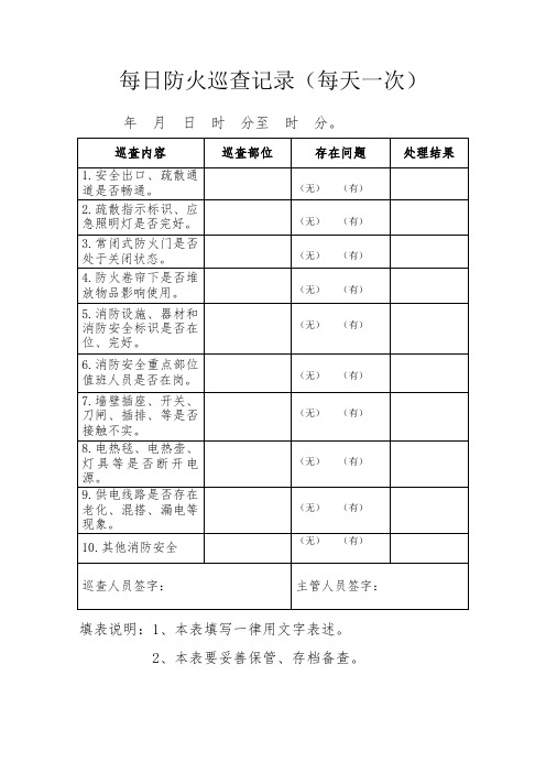 每日防火巡查记录