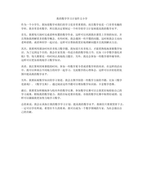 我的数学学习计划作文小学