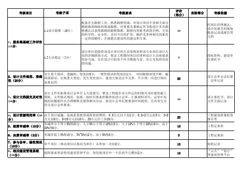 设计单位考核评分标准表