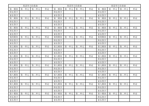 英语学习自查表