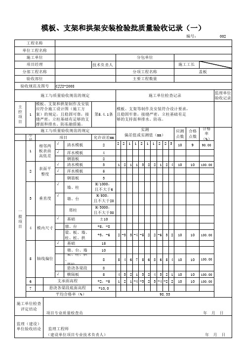 模板、支架和拱架安装检验批质量验收记录(一)(二)