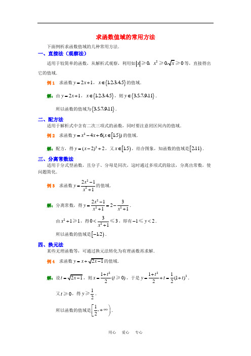 高考数学复习点拨 求函数值域的常用方法