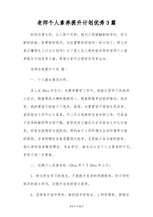 教师个人素质提升计划优秀3篇