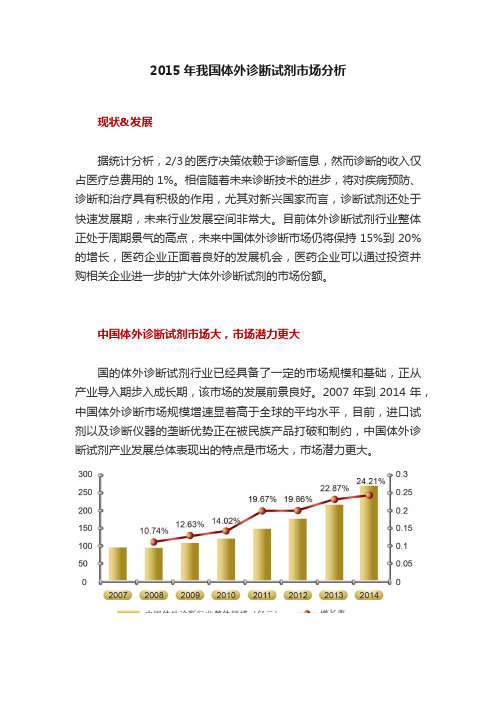 2015年我国体外诊断试剂市场分析