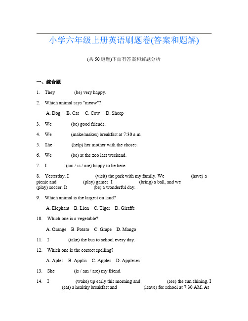 小学六年级上册英语刷题卷(答案和题解)375