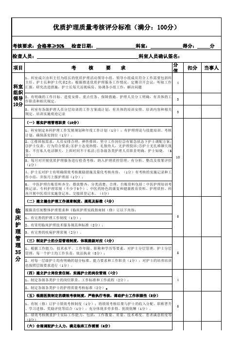 优质护理评分标准(2023年最新版)