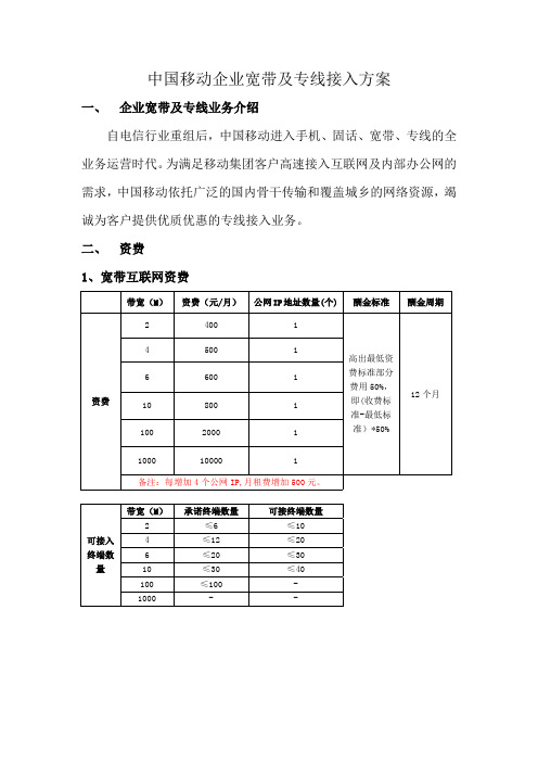 中国移动企业宽带及专线接入方案