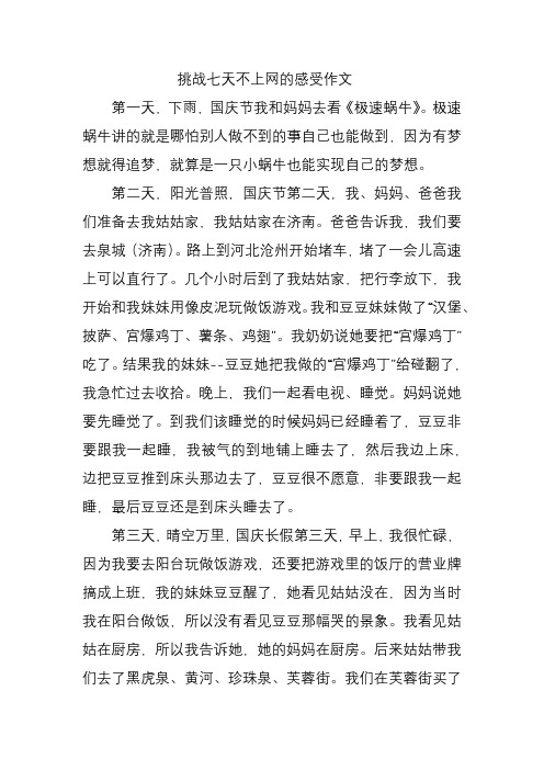 挑战七天不上网的感受作文