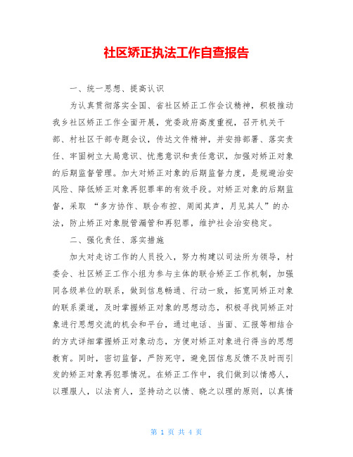 社区矫正执法工作自查报告