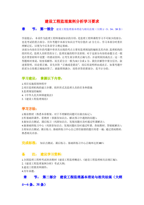 建设工程监理案例分析学习要求