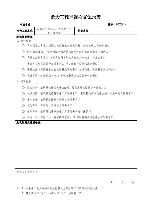 危大工程巡视检查记录表(模版)