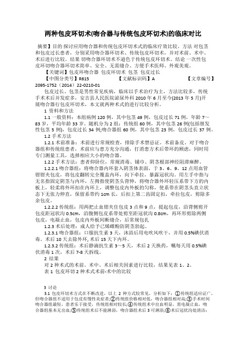 两种包皮环切术(吻合器与传统包皮环切术)的临床对比