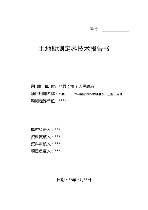 土地勘测定界技术报告书及说明(模板)