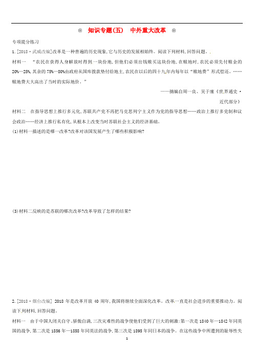 中考历史二轮复习 知识专题05 中外重大改革习题