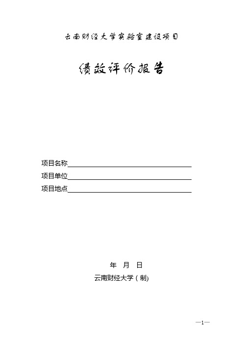 云南财经大学试验室建设项目绩效评价报告