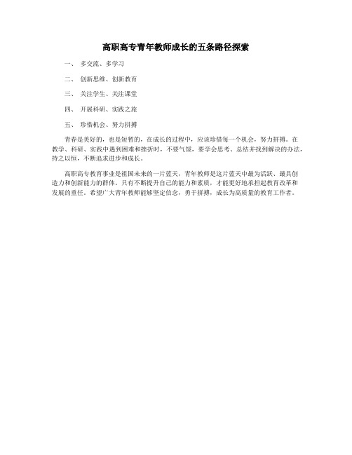 高职高专青年教师成长的五条路径探索