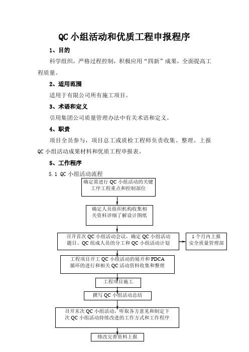 QC小组活动和优质工程申报程序