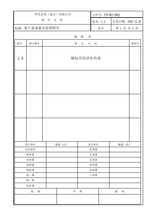 客户需求相关管理程序