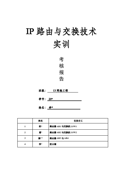 IP路由与交换技术实训报告