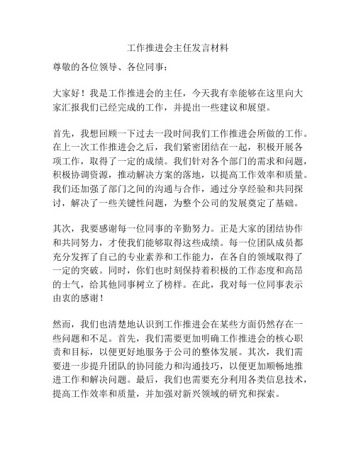 工作推进会主任发言材料