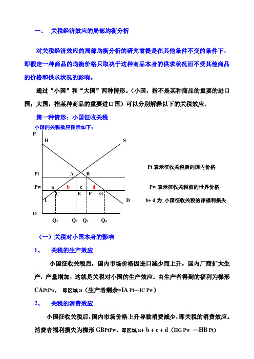 关税经济效应的局部均衡分析