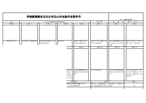 SOP高压开关柜操作标准作业指导书(尖山风电场)