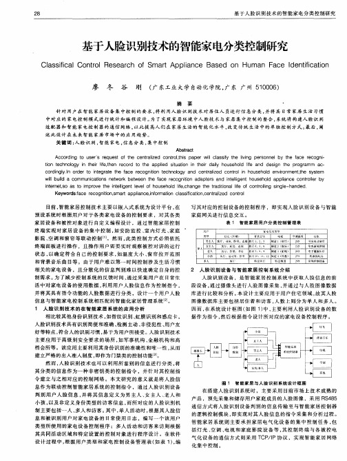 基于人脸识别技术的智能家电分类控制研究