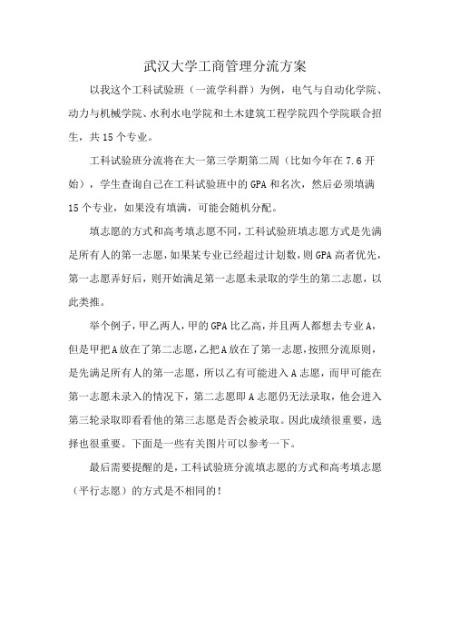 武汉大学工商管理分流方案