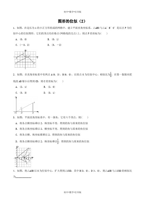 北师大版-数学-九年级上册-4.8 图形的位似(2) 同步练习