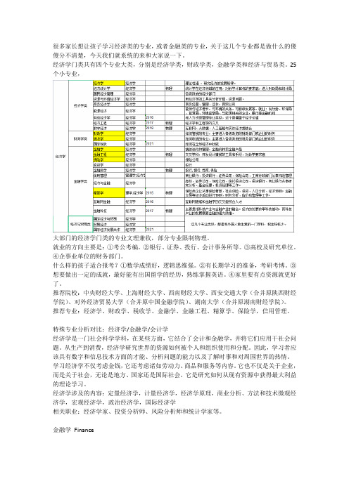 大学专业之经济学专业的分析