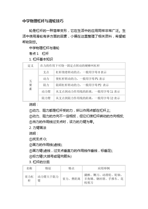 中学物理杠杆与滑轮技巧