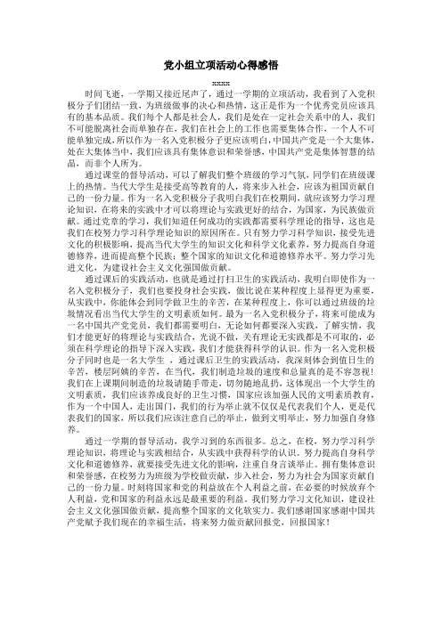 党小组立项活动心得