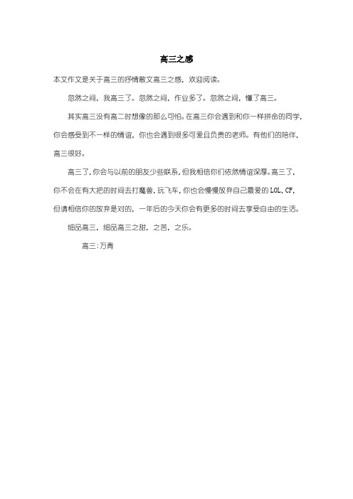 高中高三抒情散文:高三之感