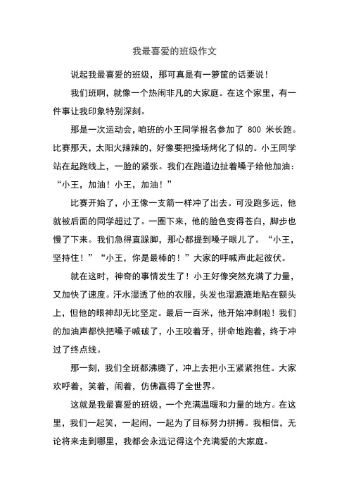 我最喜爱的班级作文