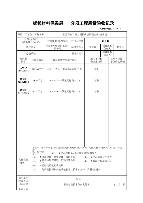 GD-C5-721 分项工程质量验收记录(板状材料保温层)