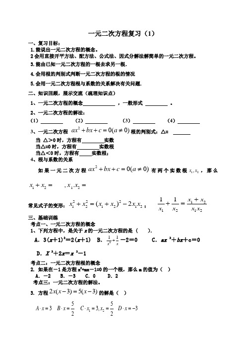 人教版九年级数学上册第二十一章一元二次方程专题复习