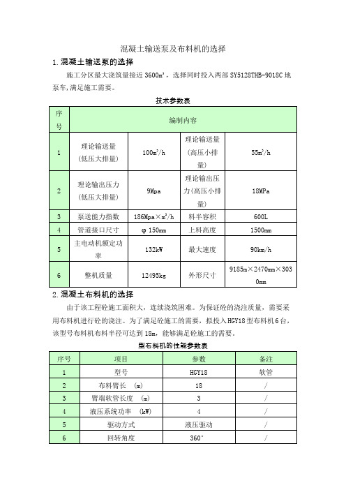 混凝土输送泵及布料机的选择